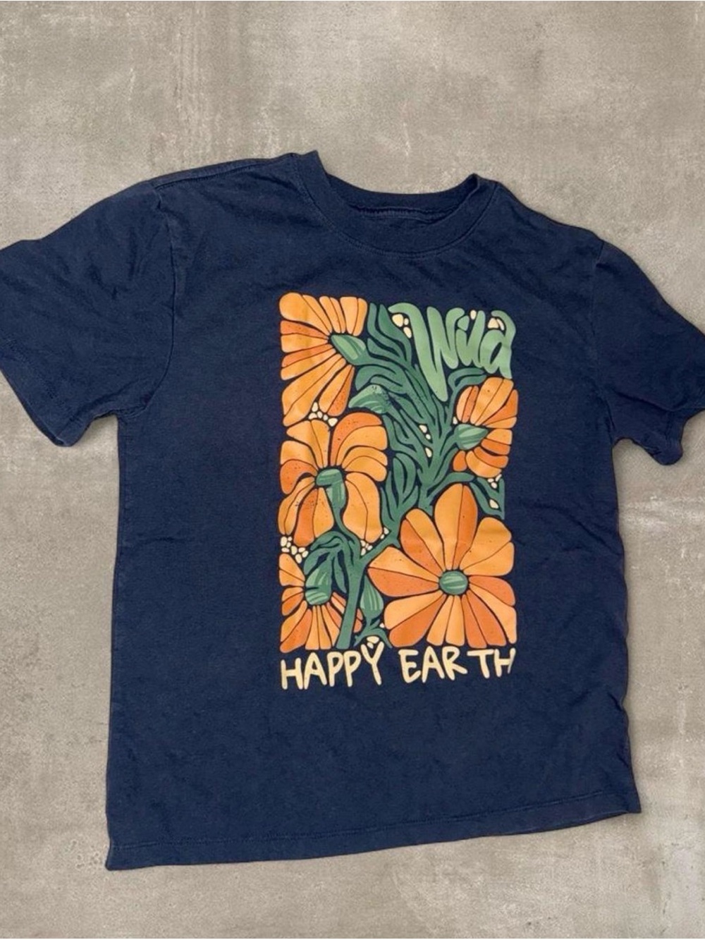 Navy "Happy Earth" Floral Tee